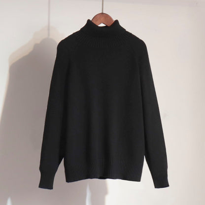 Damen Strickpullover Hochkragen Lässig