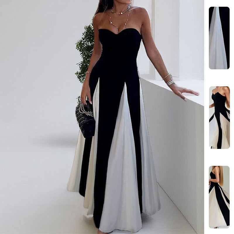 Damen Abendkleid Herz-Ausschnitt vertikale Einsätze Eveloria - Eveloria