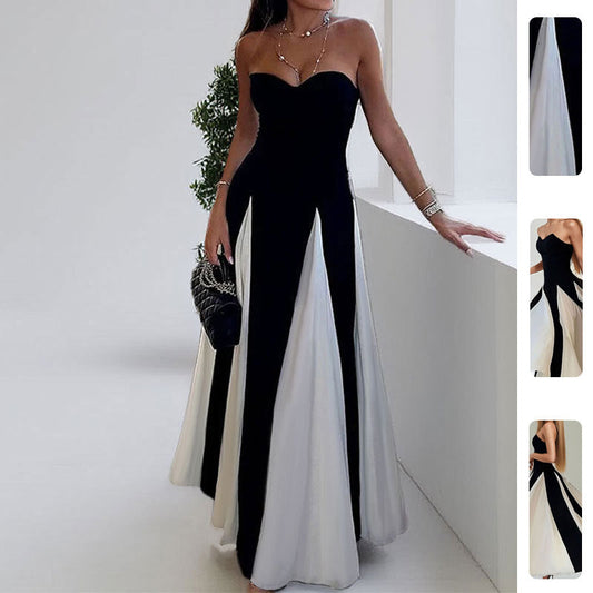 Damen Abendkleid Herz-Ausschnitt vertikale Einsätze Eveloria - Eveloria