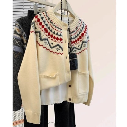 Damen Strickjacke Traditionelles Muster Eveloria