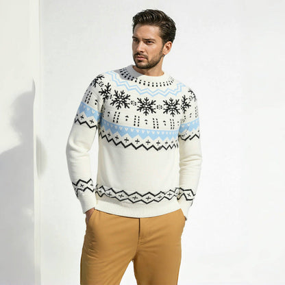 Herren Strickpullover Rundhals Wintermuster