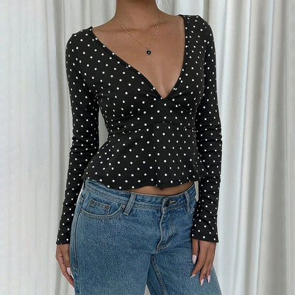 Damen Bluse Peplum Polka Dot Muster