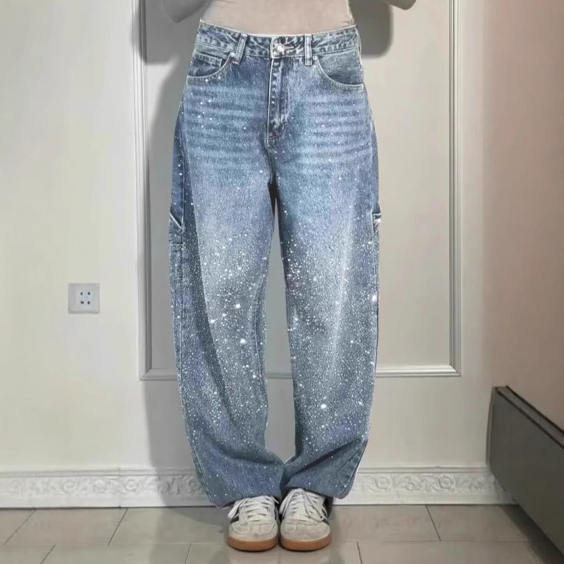 Damen Glitzer-Jeans Baggy-Style Eveloria