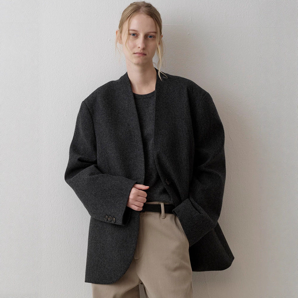 Damen Strickblazer Asymmetrisch Eveloria