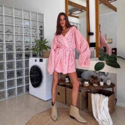 Damen Kimono mit Taillengürtel Modisch Eveloria