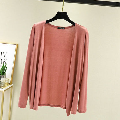 Damen Strickjacke Leicht Offener Schnitt Länge Ärmel Beige