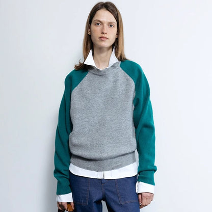 Damen Strickpullover Sportlich Raglanärmel Eveloria