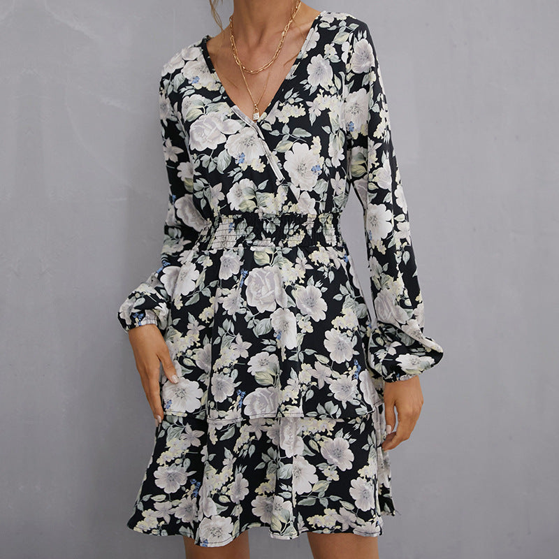 Damen Wickelkleid Floralmuster Elastisch Eveloria