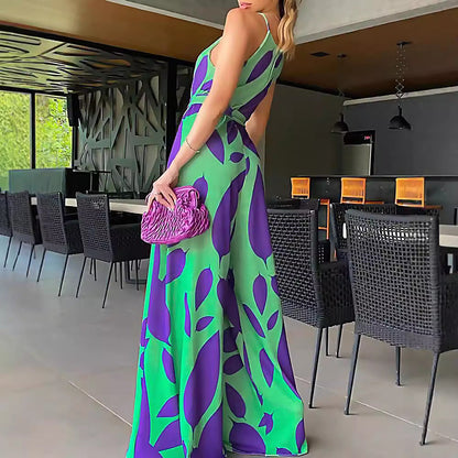 Damen Maxikleid Floralmuster Taillengürtel