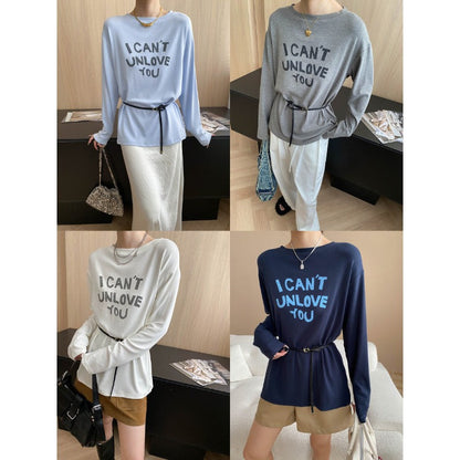 Damen Langarmshirt Lässiger Schnitt Weiß