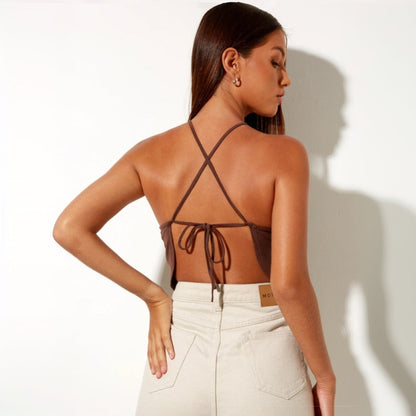 Damen Haltertop Raffiniertes Design mit Schlüsselausschnitt und