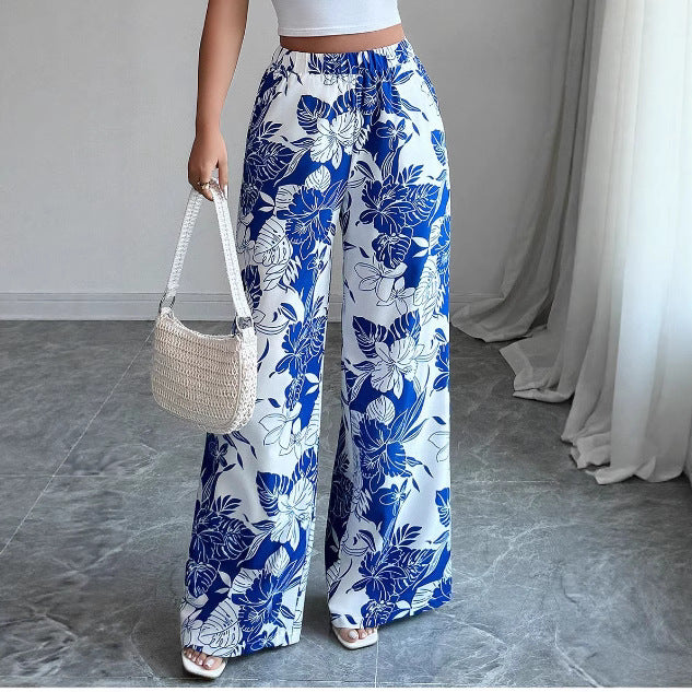 Damen Palazzohose Hochtailliert Floralmuster Seitentaschen Eveloria - Eveloria