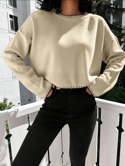 Damen Kurzpullover Strukturiert Lässig Eveloria