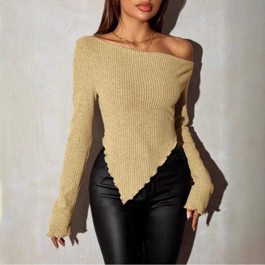Damen Asymmetrischer Strickpullover Eveloria