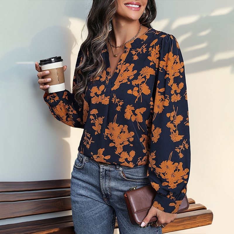 Eveloria Damen Bluse Floralmuster Zeitlos Elegannt