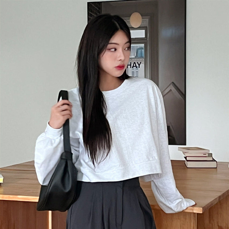Damen Cropped Pullover Ballonärmel Eveloria