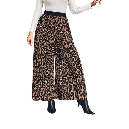 Damen Palazzo-Hose Elastischer Bund Animalmuster