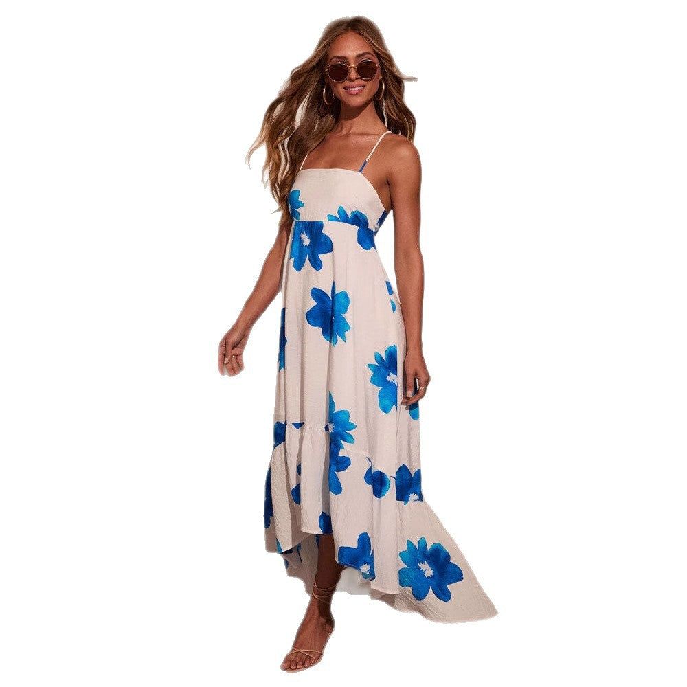 Damen Maxikleid Sommerlich mit Riemen Voluminöser Rock Eveloria