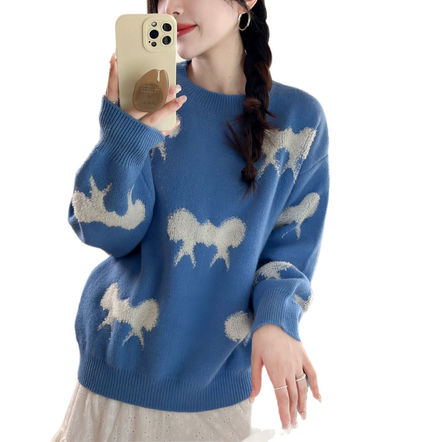 Damen Pullover Gemustert Tiermotiv Lässig Grüün