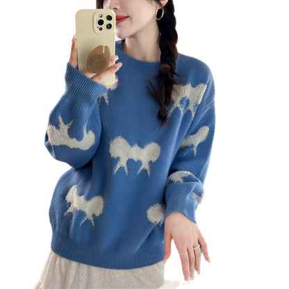 Damen Pullover Gemustert Tiermotiv Lässig Grüün