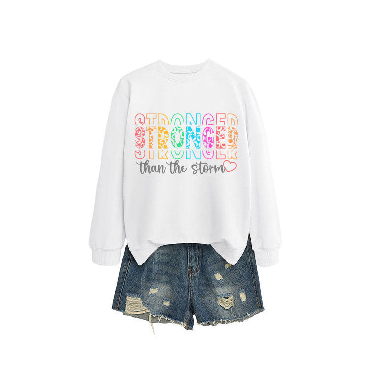 Damen Sweatshirt Lässiger Schnitt Motivierender Schriftzug Grau
