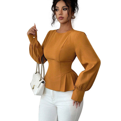 Damen Bluse Taillierte Puffärmel Eveloria