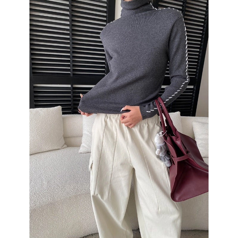 Damen Rollkragenpullover Elegantes Design mit Seitendetails