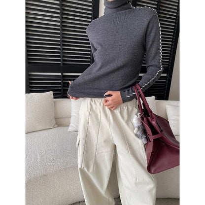 Damen Rollkragenpullover Elegantes Design mit Seitendetails