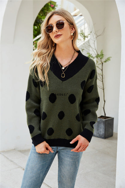 Damen Pullover V-Ausschnitt Grafikdesign Eveloria