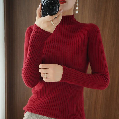 Damen Rollkragenpullover Eveloria Elegantes Merino-Woll-Mischgewebe