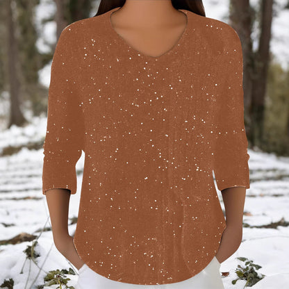 Damen Langarmshirt V-Ausschnitt Eveloria