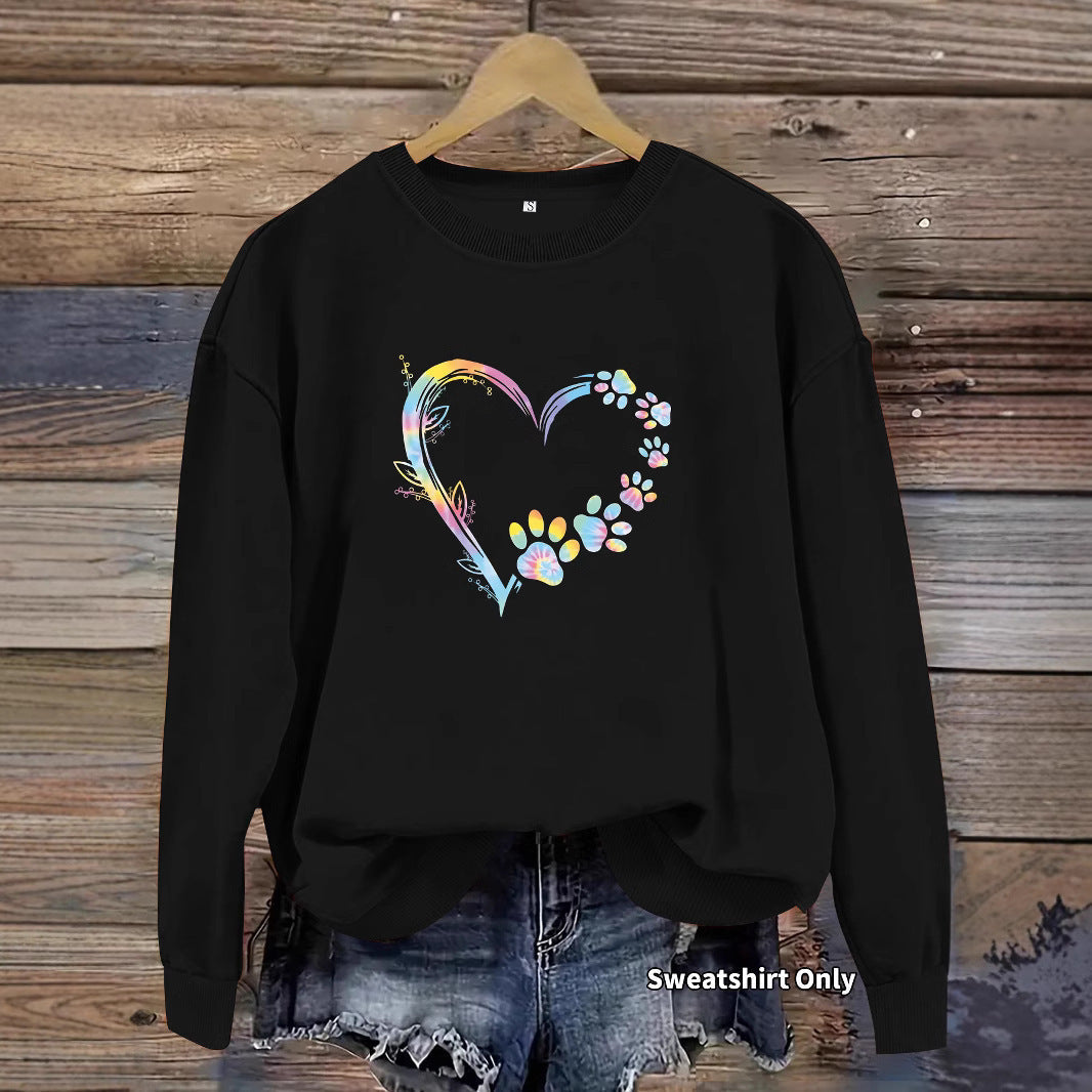 Damen Sweatshirt Florales Herzdesign Bequem Grau
