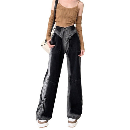 Damen Weite Jeans Mit Seitenschlitzen Eveloria