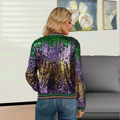 Damen Bomberjacke Glitzernd mit Pailletten
