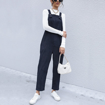 Damen Latzhose Lässiger Schnitt Baumwolle Praktische Taschen