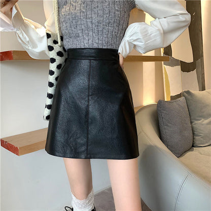 Damen Bleistiftrock Kunstleder Modern Schnitt