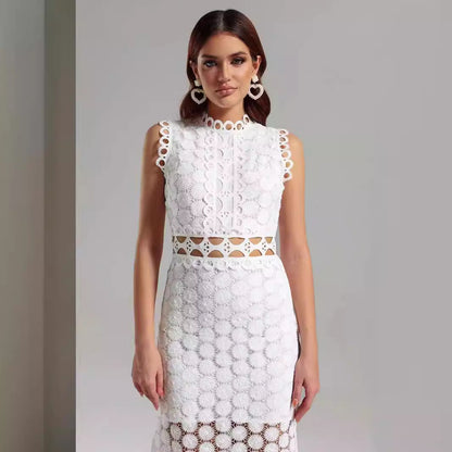 Damen Maxikleid Spitze Transparent Rüschendetails