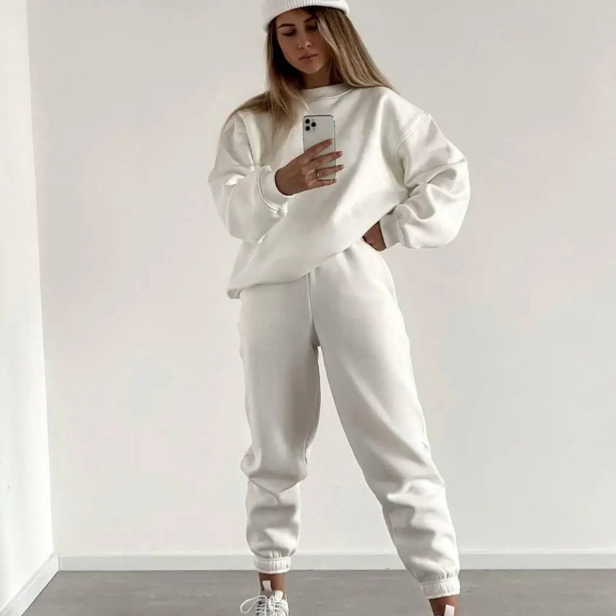 Damen Sweatshirt Jogginghose Set Weich Größe mit Gummizug