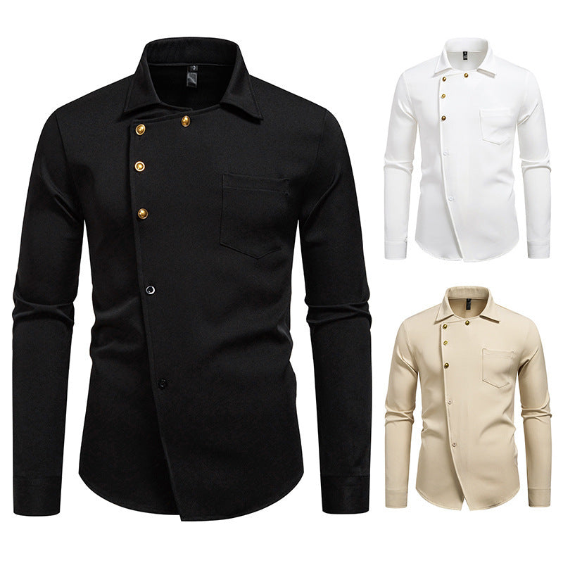 Herren Hemd Asymmetrisches Knopfdesign Eveloria Elegantes Design