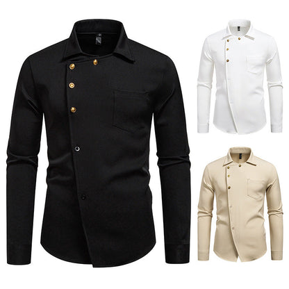 Herren Hemd Asymmetrisches Knopfdesign Eveloria Elegantes Design
