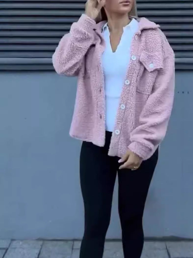 Damen Fleecejacke Lässig Mit Taschen Knopfdetails Eveloria