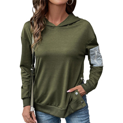 Damen Kapuzenpullover Lässig Reißverschluss Eveloria