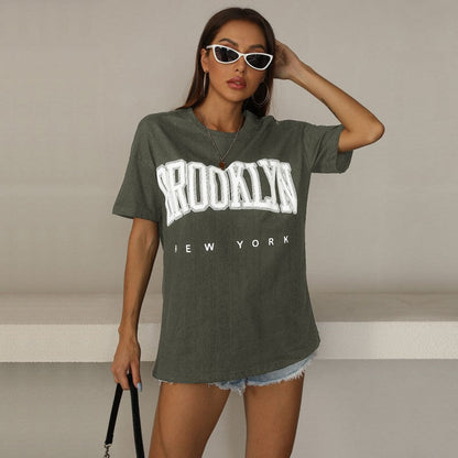 Damen Oversized T-Shirt Brooklyn-Print Eveloria