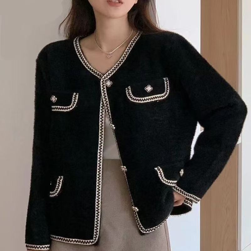 Damen Strickjacke Kontraststich Eveloria