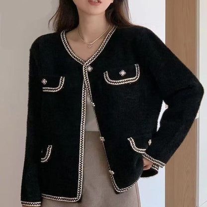 Damen Strickjacke Kontraststich Eveloria