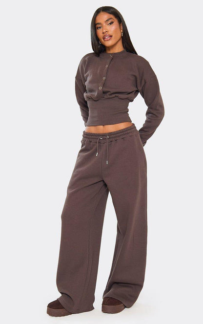 Eveloria Damen Sportset Cropped Sweatshirt und Trainingshose