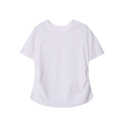Damen Rundhalsshirt Baumwolle Lässig Weiß Eveloria