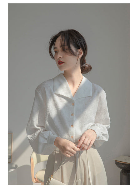 Damen Blusenshirt V-Ausschnitt Puffärmel Eveloria