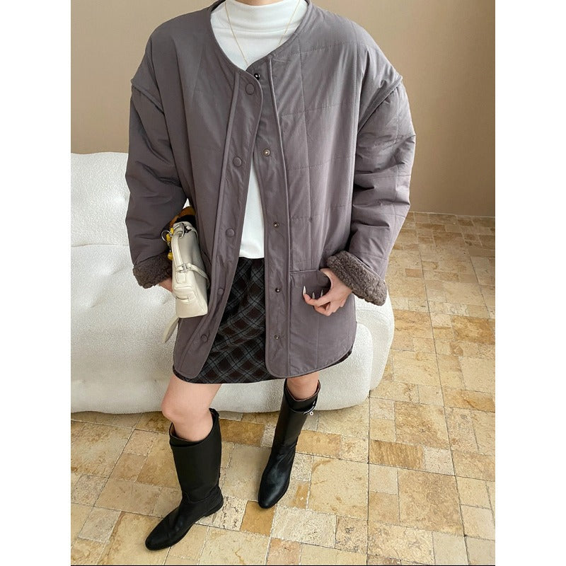 Damen Steppjacke Kuscheliges Innenfutter Praktische Taschen Schwarz - Eveloria