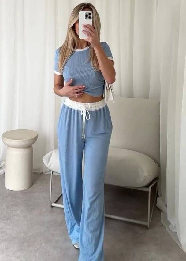 Damen Loungewear-Set Cropped Oberteil Weite Hose Eveloria